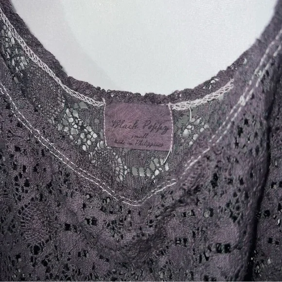 Black Poppy Boho Lace Crop Tank Top in Size Small - Picture 6 of 6